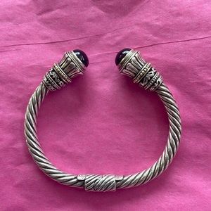 Amethyst, Sterling Silver and 18kt Gold Bangle Bracelet